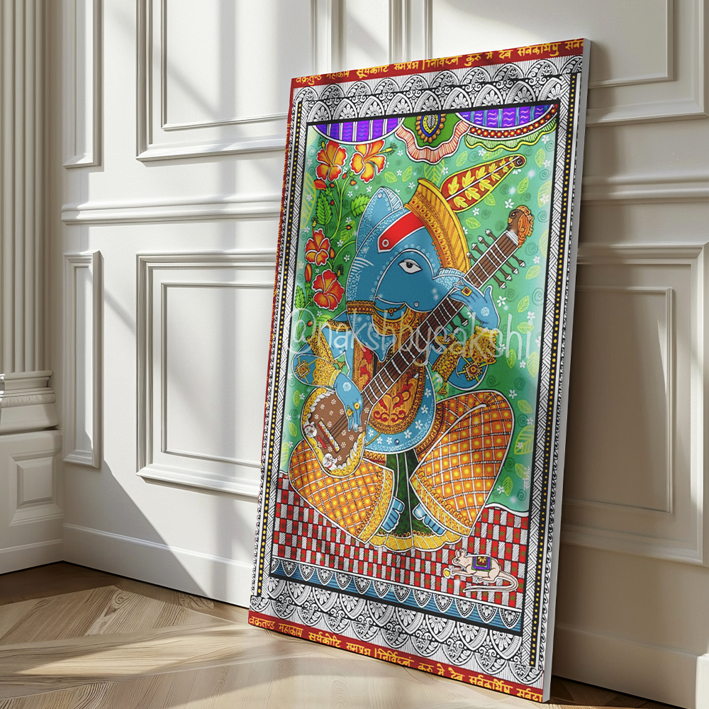 Musical Ganesha – Madhubani Folk Art
