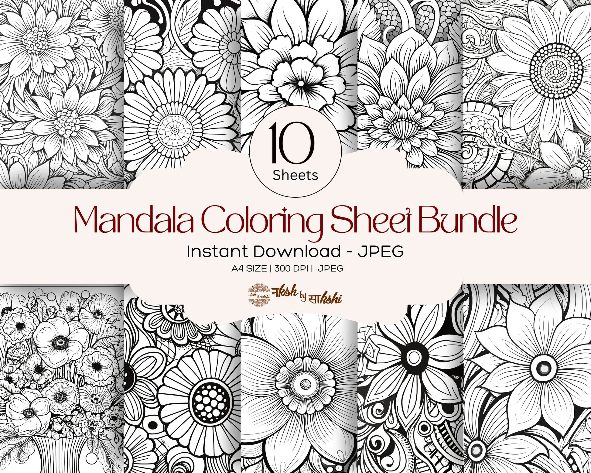Flower Mandala Coloring Book Bundle