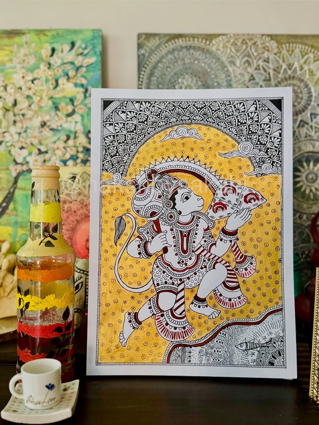 The Eternal Devotee – Kalamkari Hanumanji