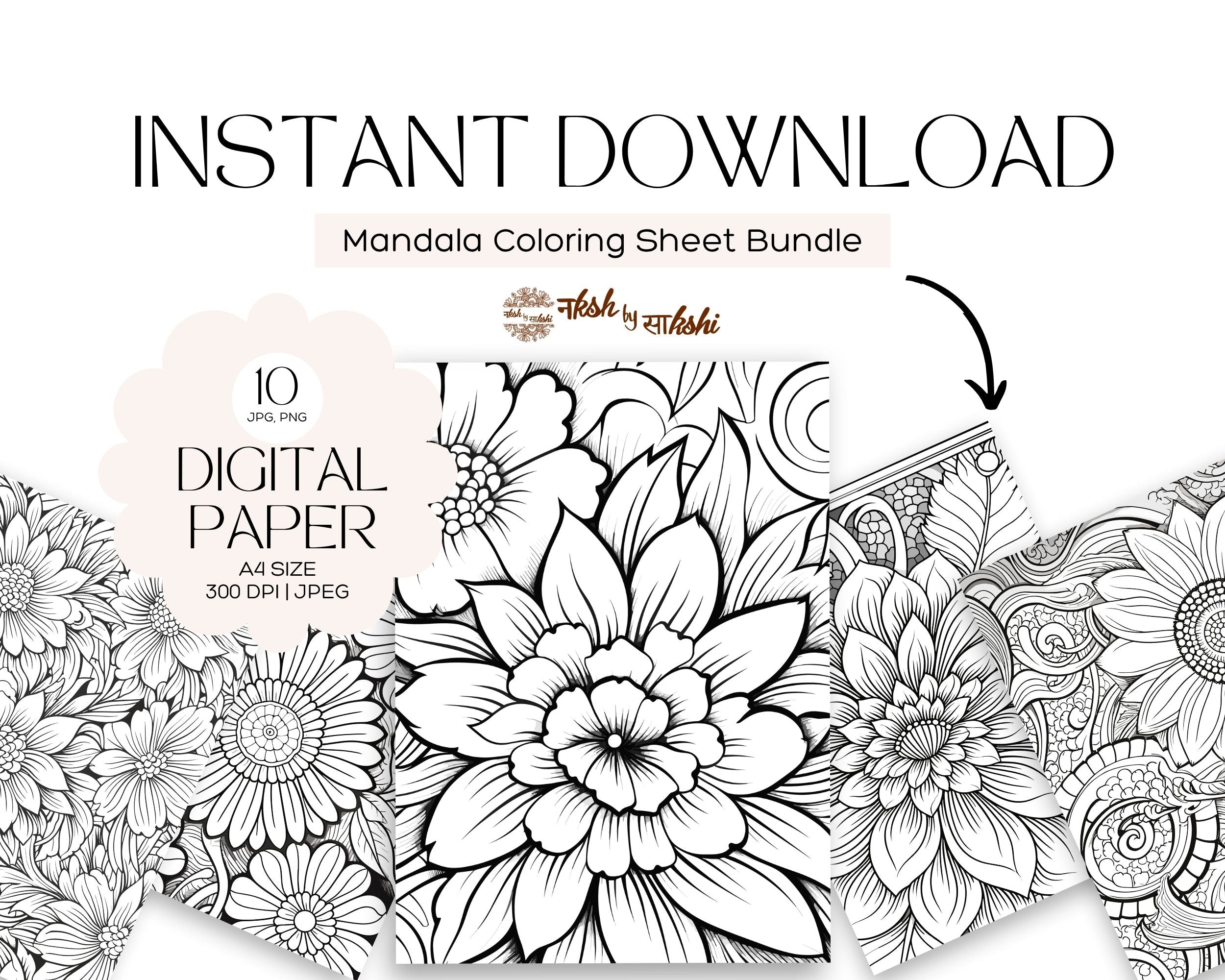 Flower Mandala Coloring Book Bundle