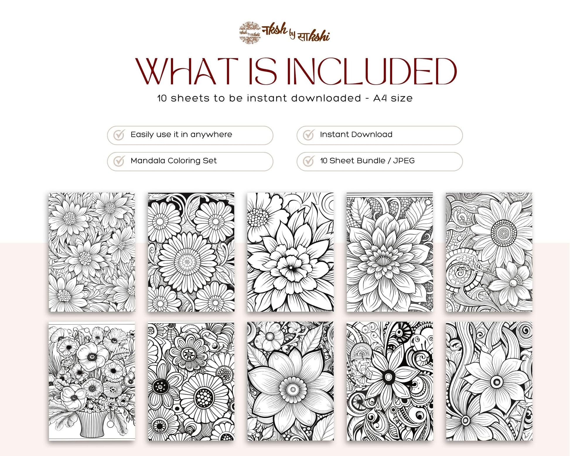 Flower Mandala Coloring Book Bundle