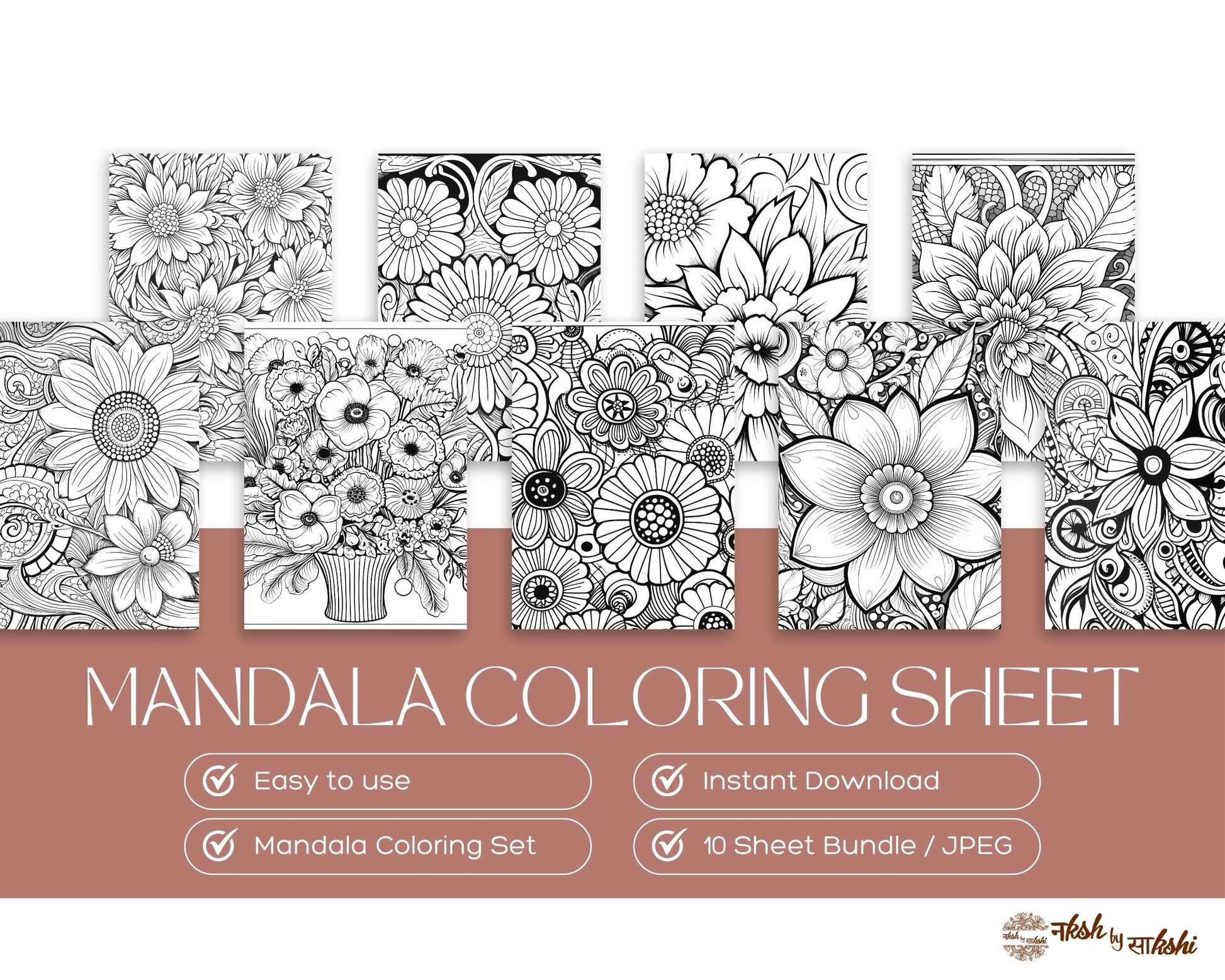 Flower Mandala Coloring Book Bundle