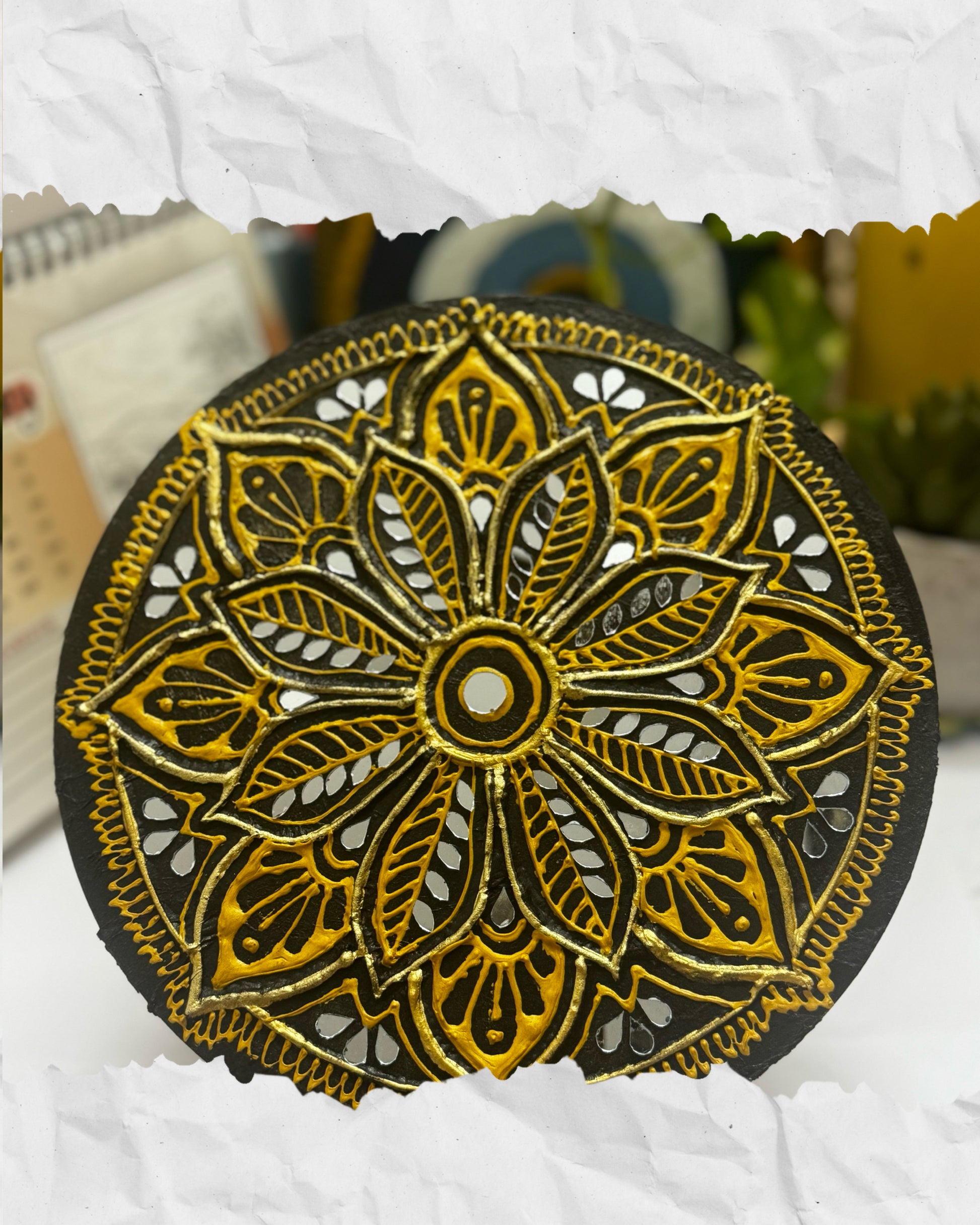 Golden Black Mandala X Lippan Art wall decor