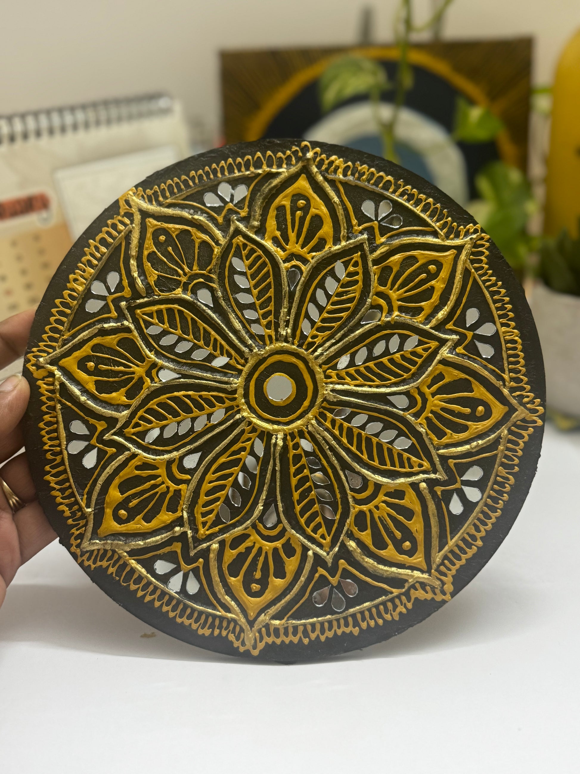 Golden Black Mandala X Lippan Art wall decor