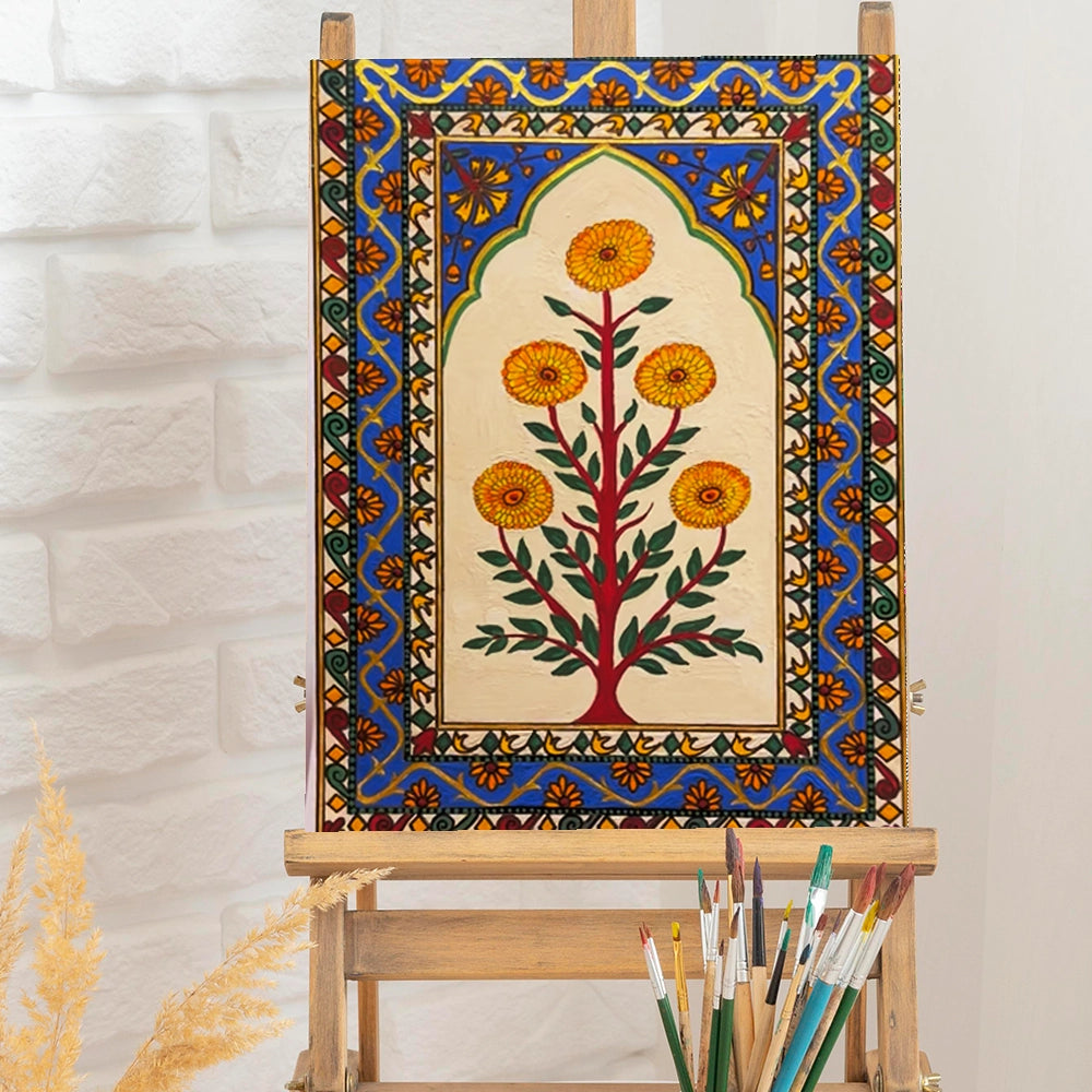 Floral Jharokha-Kalamkari inspired