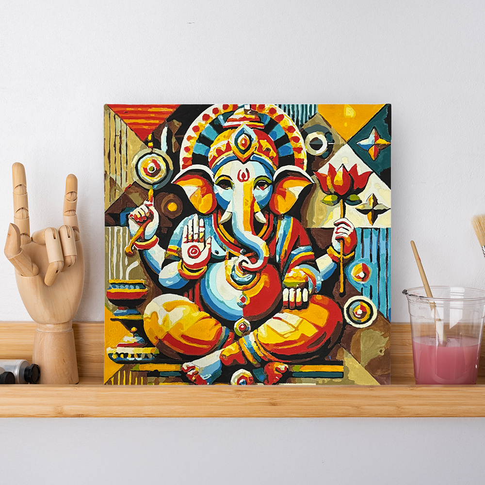 Modern Geometric Ganesha Canvas Painting