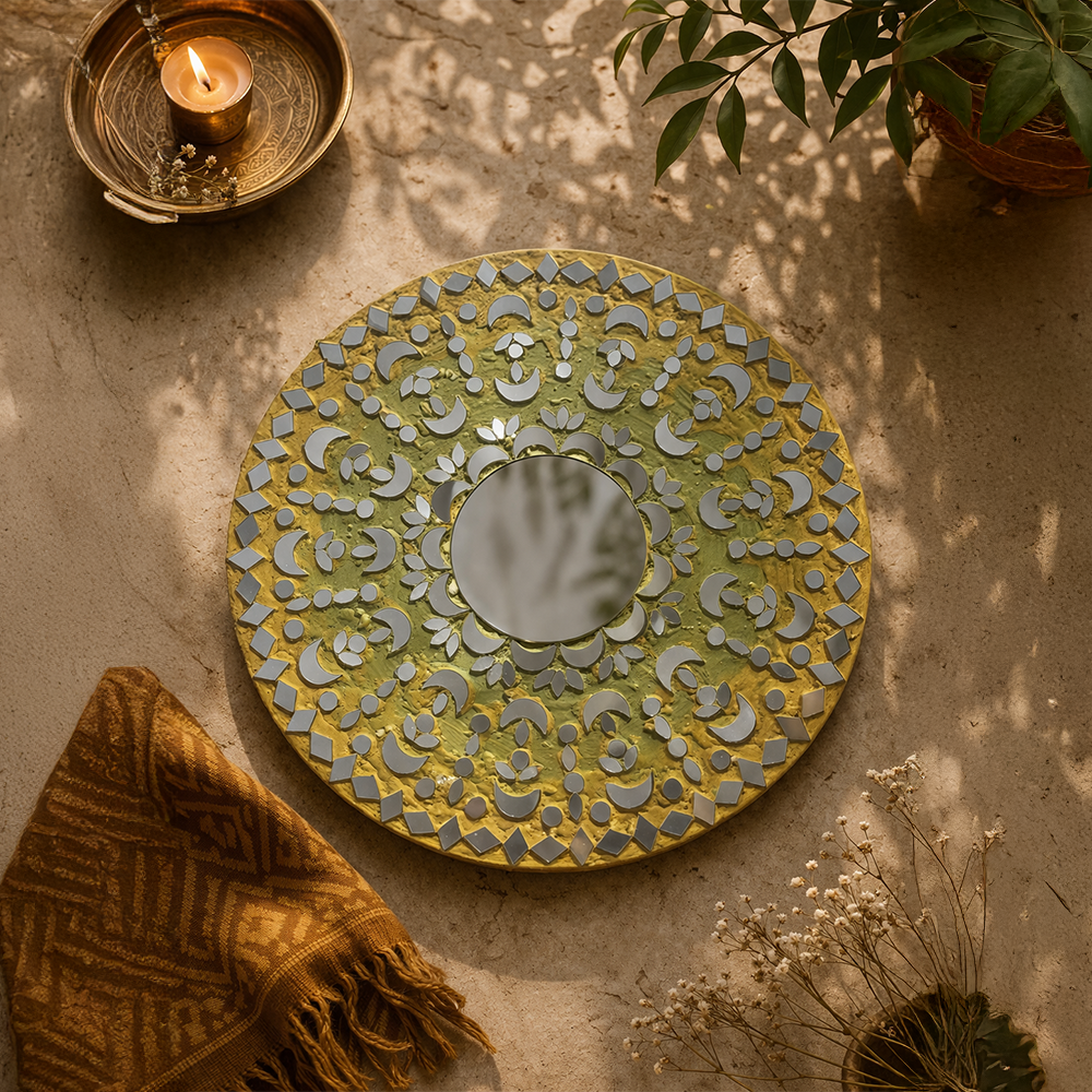 Golden Aura - handmade Lippan art