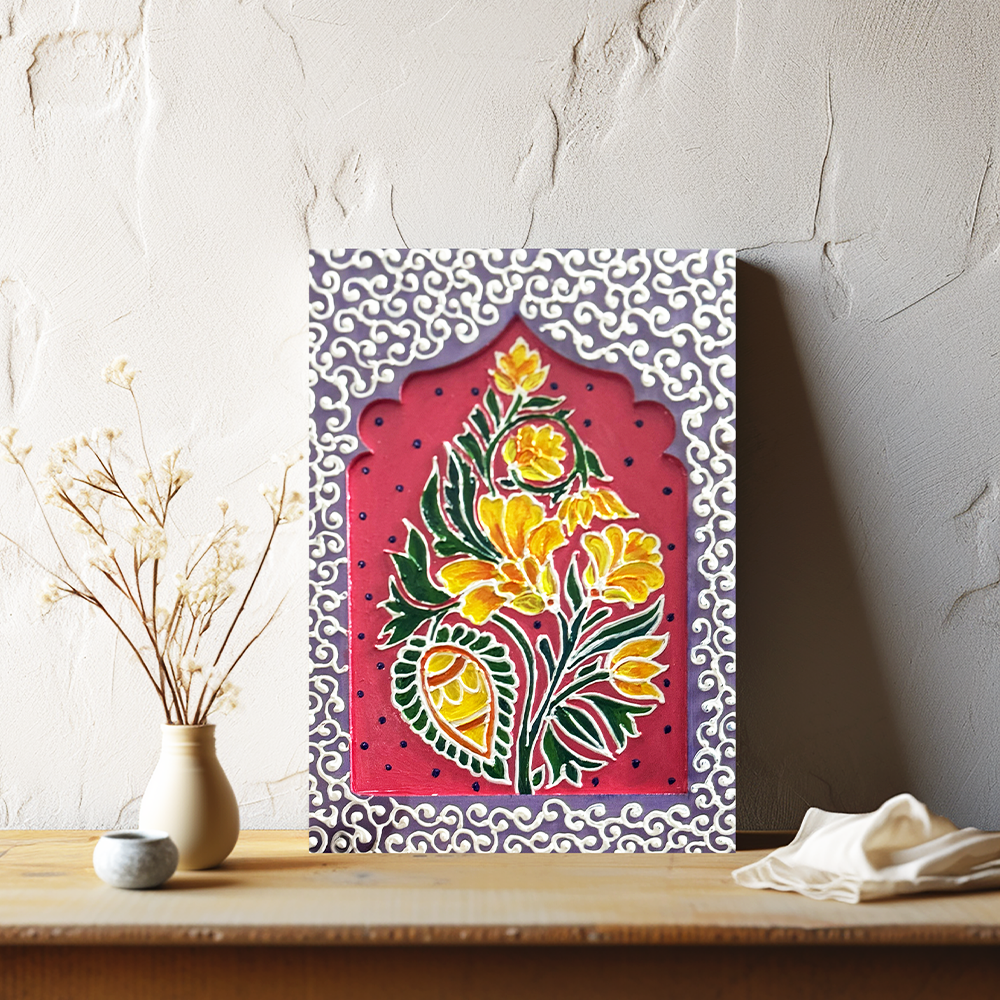 Golden Blossom Jharokha Decor