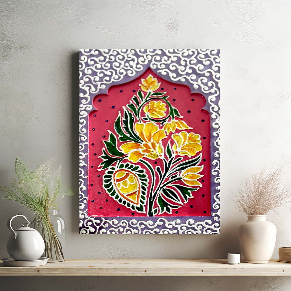Golden Blossom Jharokha Decor