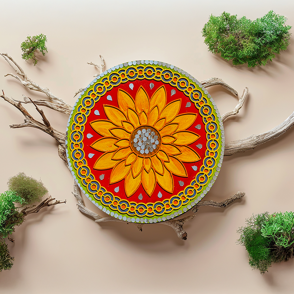 Mixed media sunflower mandala