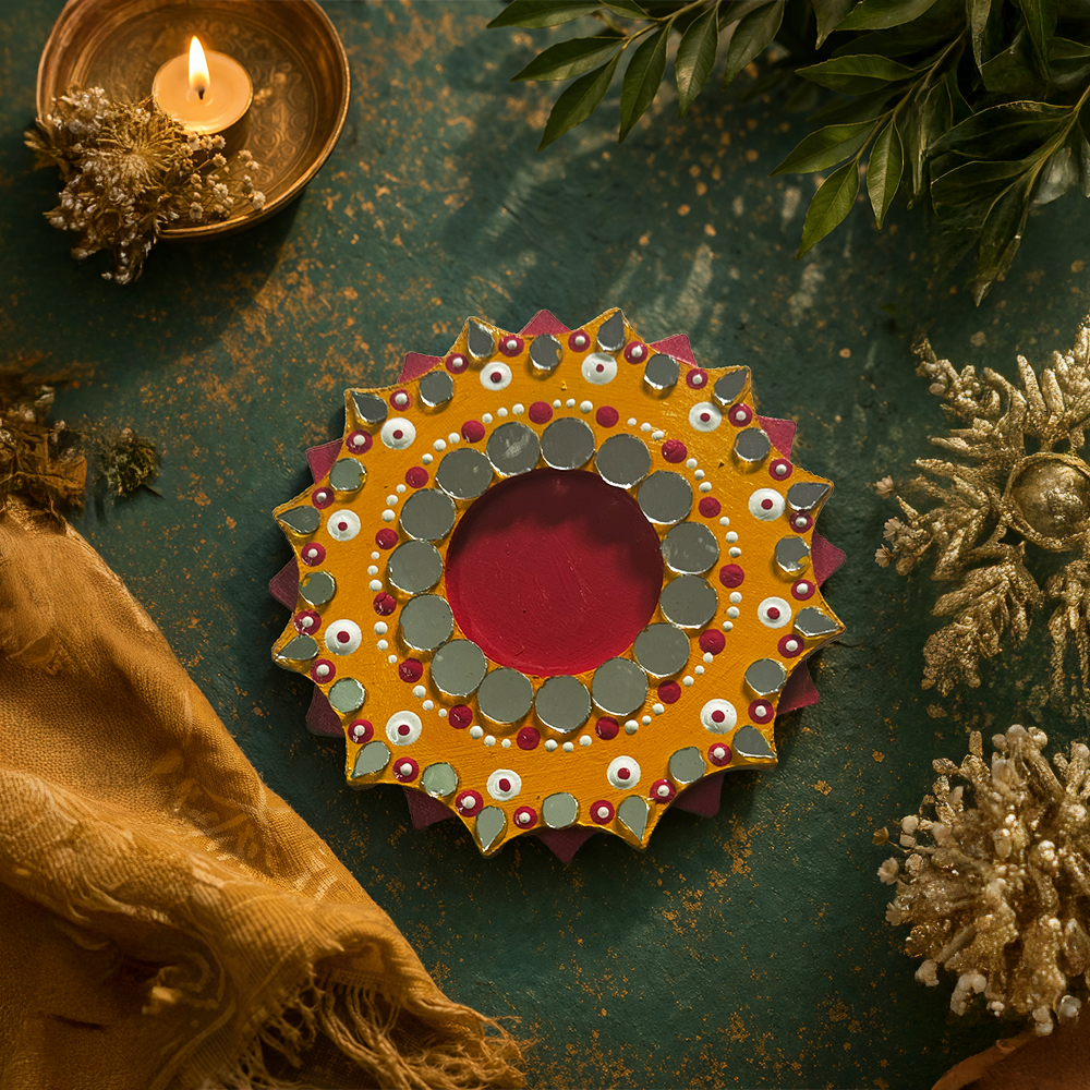 Hand-Painted Decorative Diya Tea-Light Holder